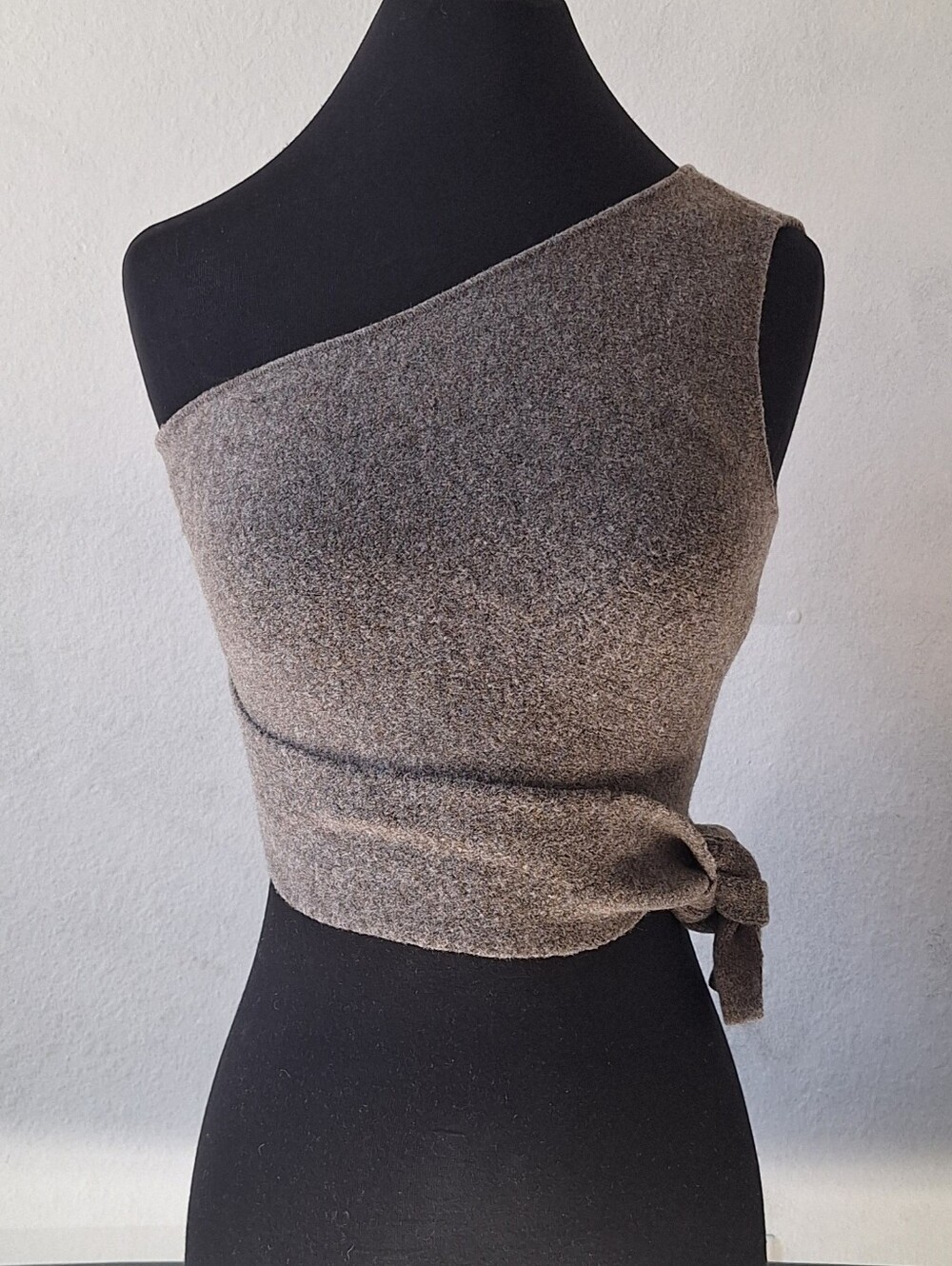 Zara grey one shoulder top with tie detail